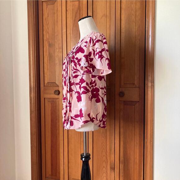 Liz Claiborne Floral Chiffon Pullover Blouse, Size XS - Picture 2 of 5